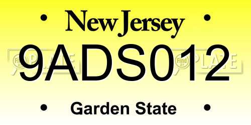 9ADS012 New Jersey License Plate