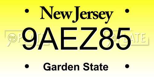 9AEZ85 New Jersey License Plate