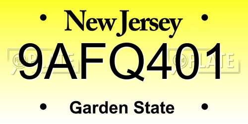 9AFQ401 New Jersey License Plate
