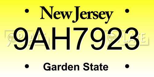 9AH7923 New Jersey License Plate