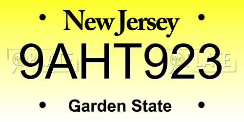 9AHT923 New Jersey License Plate