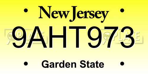 9AHT973 New Jersey License Plate
