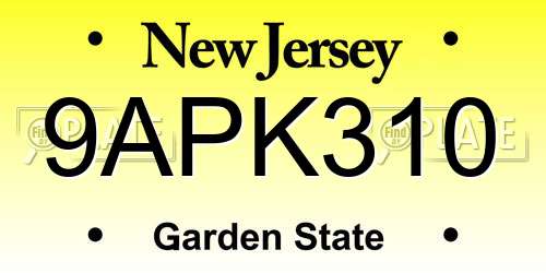 9APK310 New Jersey License Plate