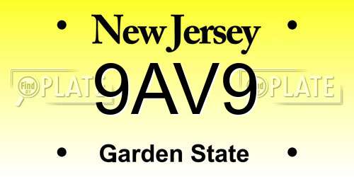 9AV9 New Jersey License Plate