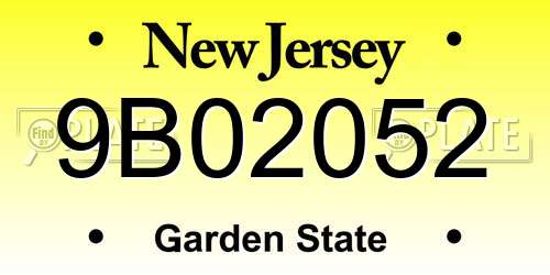 9B02052 New Jersey License Plate