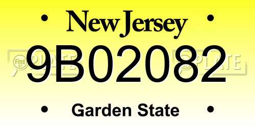 9B02082 New Jersey License Plate