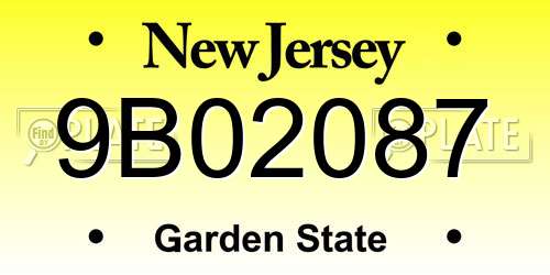 9B02087 New Jersey License Plate