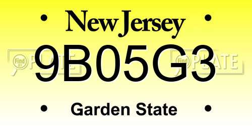 9B05G3 New Jersey License Plate