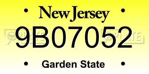 9B07052 New Jersey License Plate