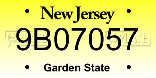 9B07057 New Jersey License Plate