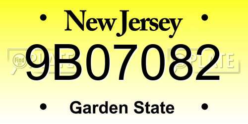 9B07082 New Jersey License Plate