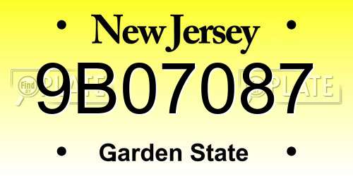 9B07087 New Jersey License Plate