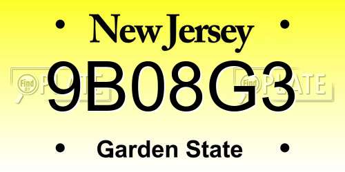 9B08G3 New Jersey License Plate
