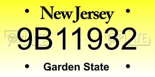 9B11932 New Jersey License Plate
