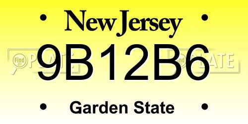 9B12B6 New Jersey License Plate