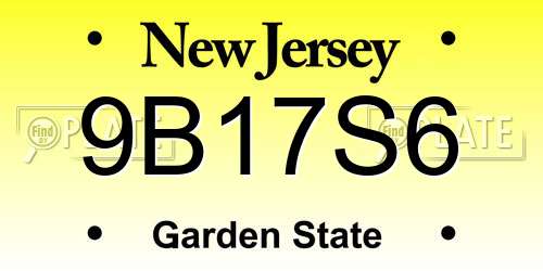 9B17S6 New Jersey License Plate