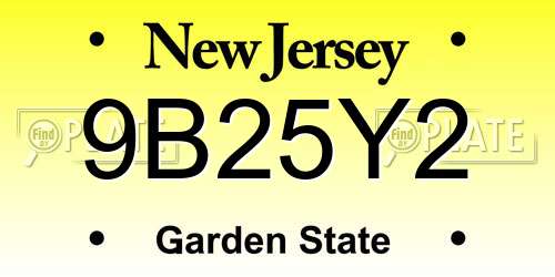 9B25Y2 New Jersey License Plate