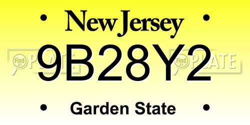 9B28Y2 New Jersey License Plate