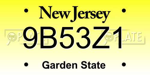 9B53Z1 New Jersey License Plate