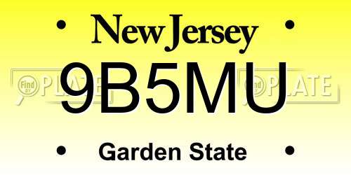 9B5MU New Jersey License Plate