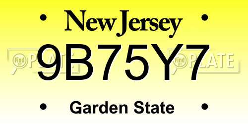 9B75Y7 New Jersey License Plate