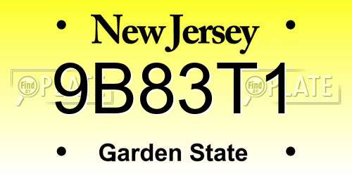 9B83T1 New Jersey License Plate