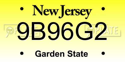 9B96G2 New Jersey License Plate