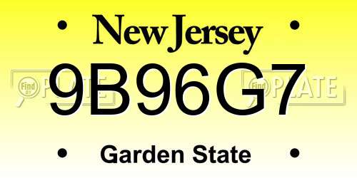 9B96G7 New Jersey License Plate