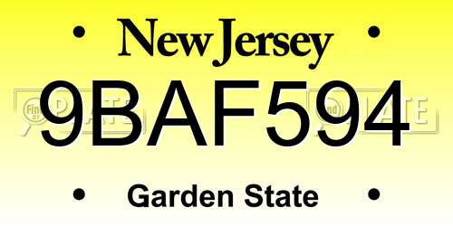 9BAF594 New Jersey License Plate