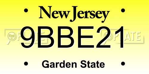 9BBE21 New Jersey License Plate