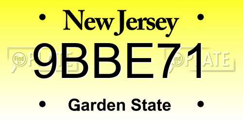 9BBE71 New Jersey License Plate