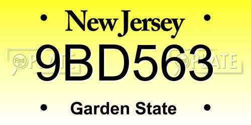 9BD563 New Jersey License Plate