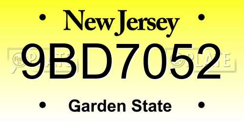 9BD7052 New Jersey License Plate