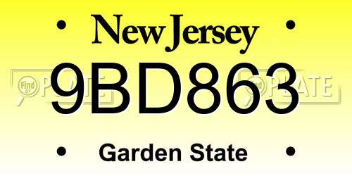 9BD863 New Jersey License Plate