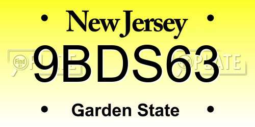9BDS63 New Jersey License Plate