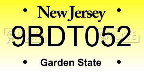 9BDT052 New Jersey License Plate