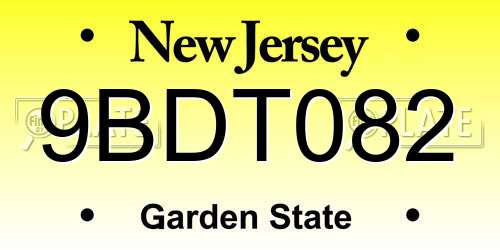 9BDT082 New Jersey License Plate