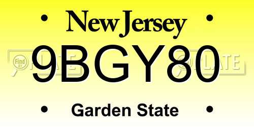 9BGY80 New Jersey License Plate