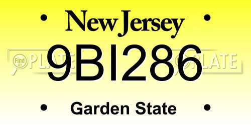 9BI286 New Jersey License Plate