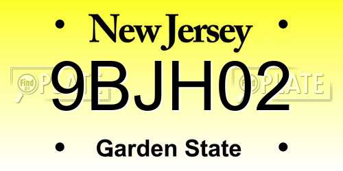 9BJH02 New Jersey License Plate