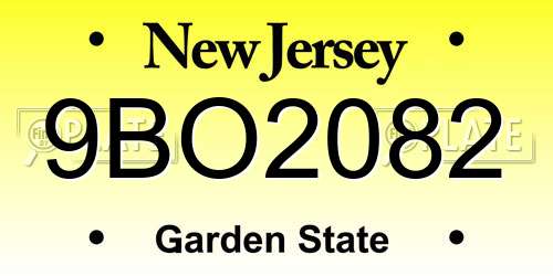 9BO2082 New Jersey License Plate