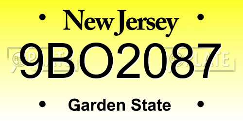 9BO2087 New Jersey License Plate