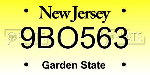 9BO563 New Jersey License Plate
