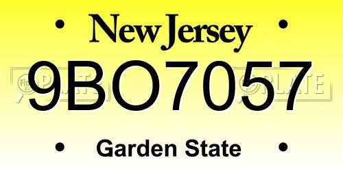 9BO7057 New Jersey License Plate