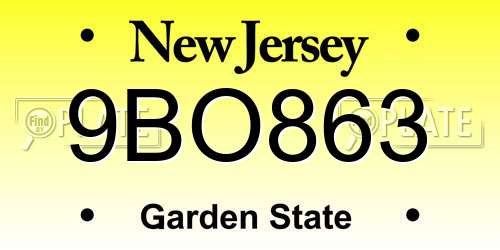 9BO863 New Jersey License Plate