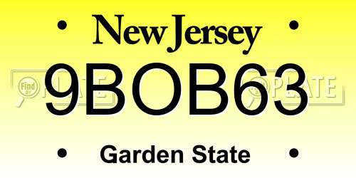 9BOB63 New Jersey License Plate