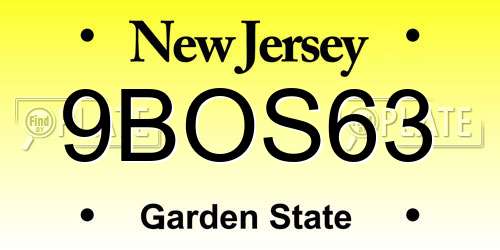 9BOS63 New Jersey License Plate