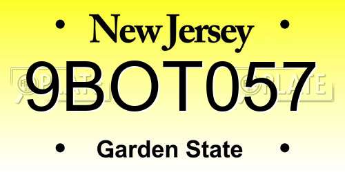 9BOT057 New Jersey License Plate