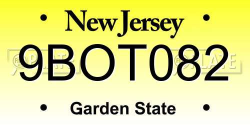 9BOT082 New Jersey License Plate