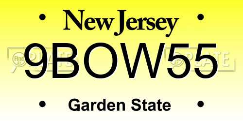9BOW55 New Jersey License Plate